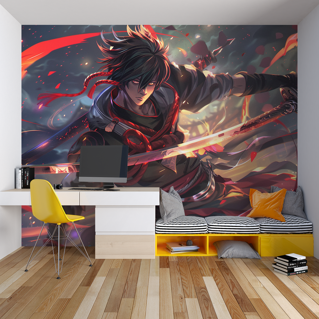 Manga battle wallpaper bringing energy to contemporary living space