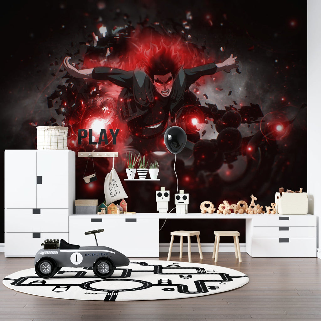 Manga-inspired wall mural creating bold impact in a contemporary living space