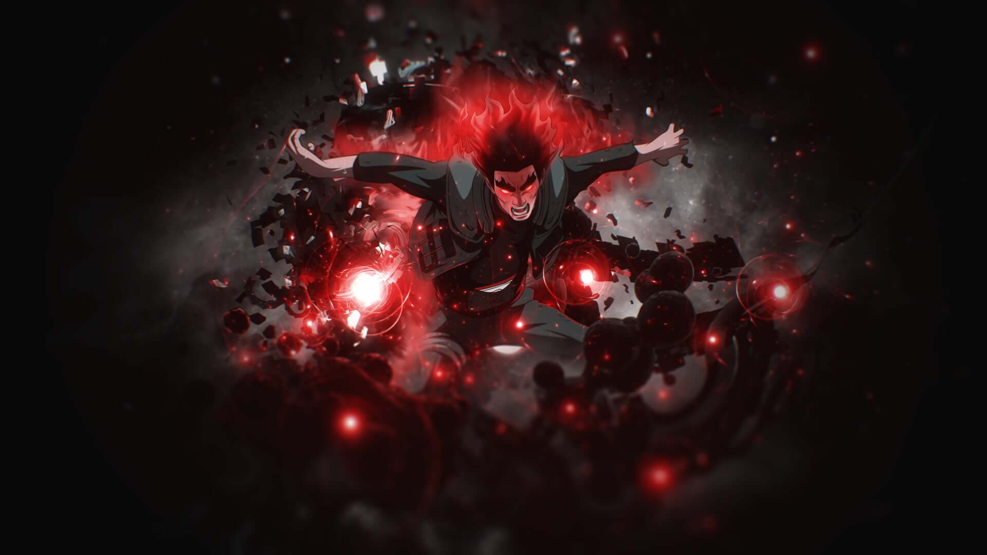 Design file showing detailed anime battle scene pattern with vibrant red energy effects on black background