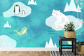 Arctic animals wallpaper creating a cozy atmosphere in a modern nursery with soft lighting