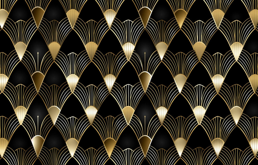 Design file showing detailed gold fan pattern on black background