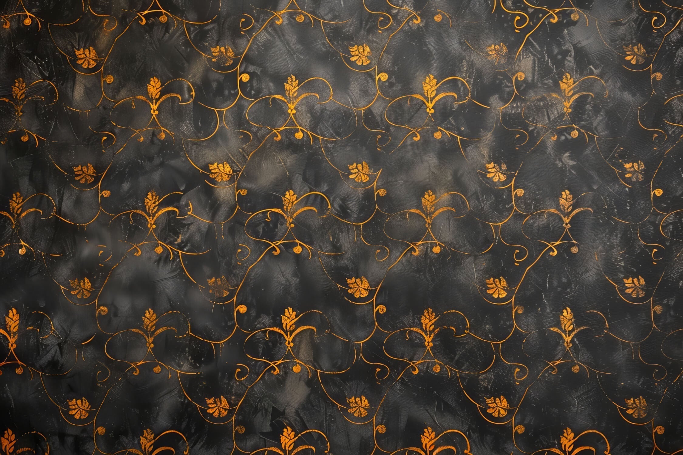 Black and gold art deco floral pattern design file showing intricate details