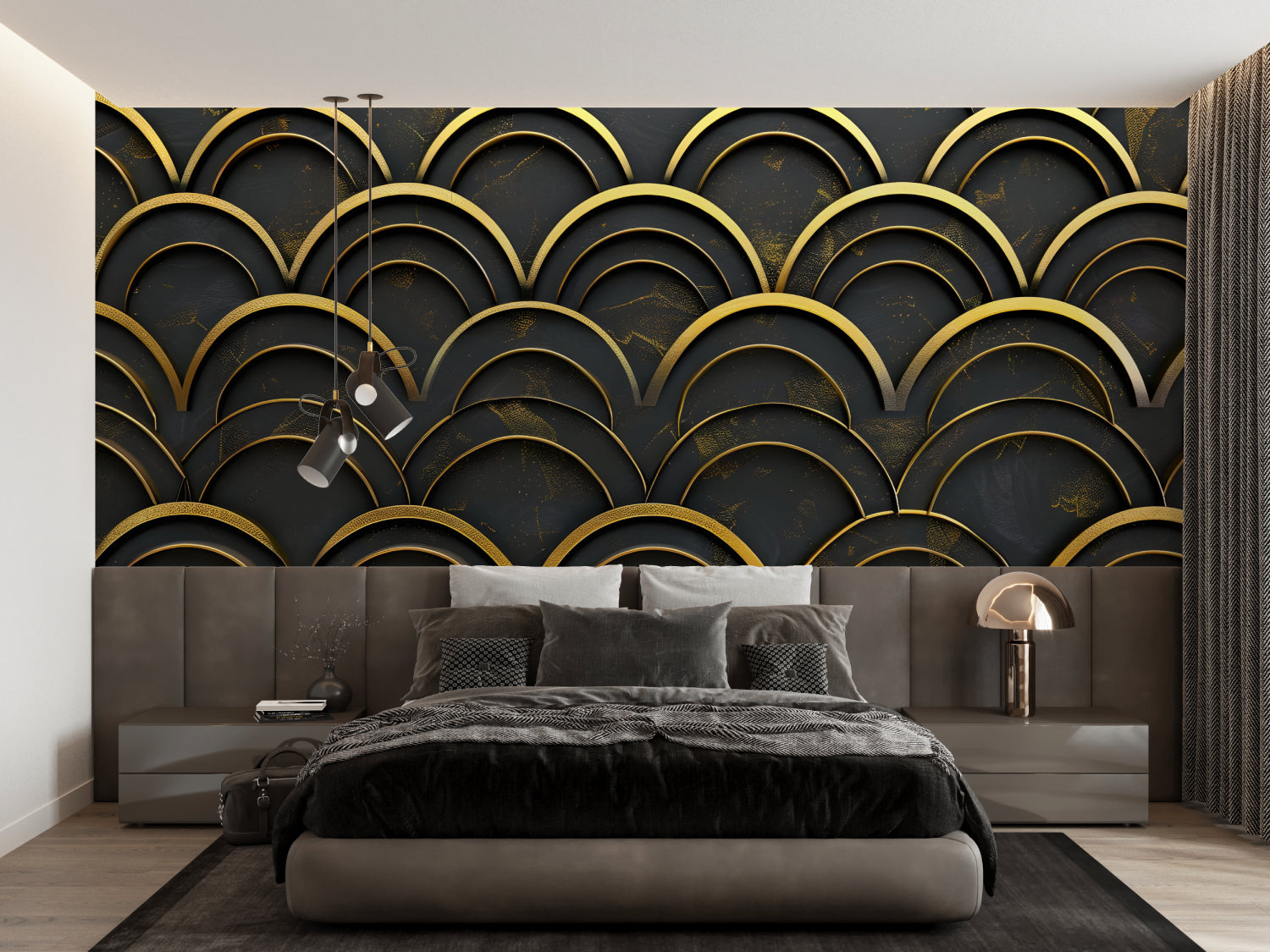 Art deco arches mural transforming a home office space