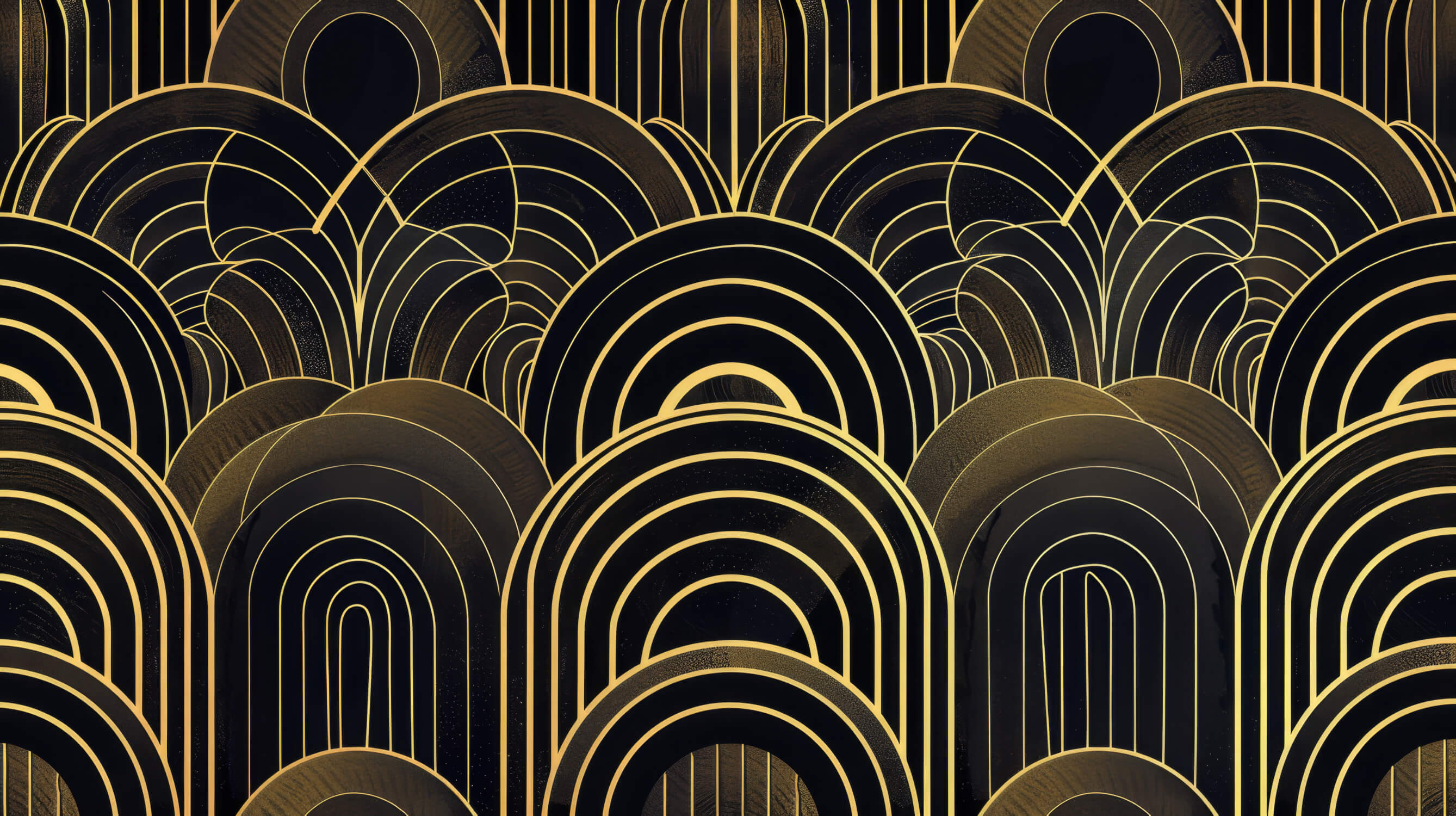 Art deco geometric arches design file showing intricate black and gold pattern
