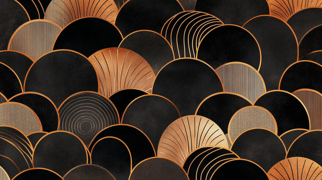 Art deco black and gold geometric arches design file showing intricate pattern details