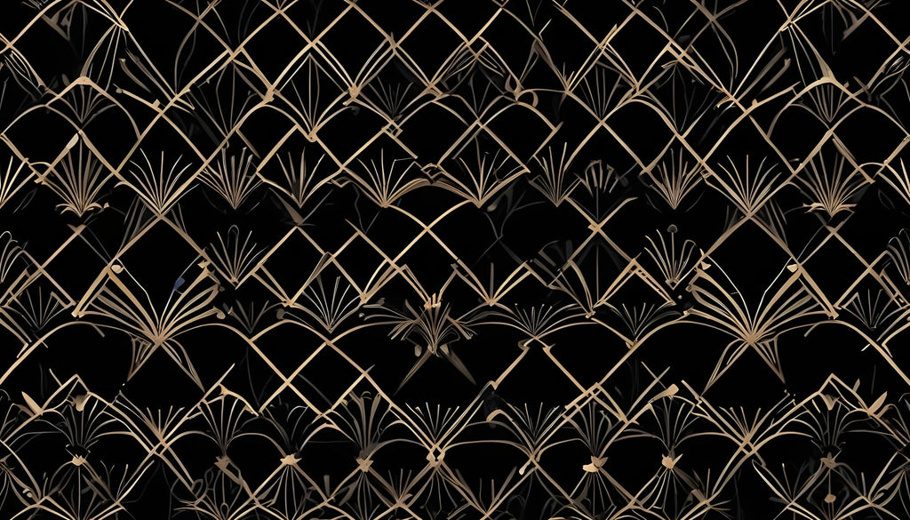 Black and gold geometric art deco wallpaper design file showing intricate pattern details