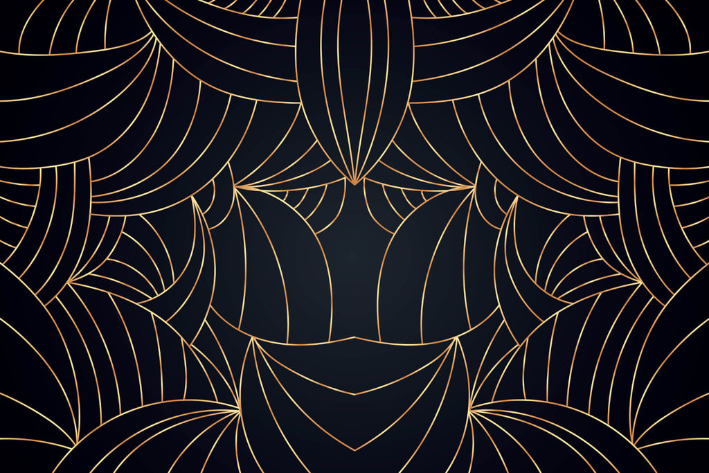 Art deco geometric pattern design file showing intricate black and gold details