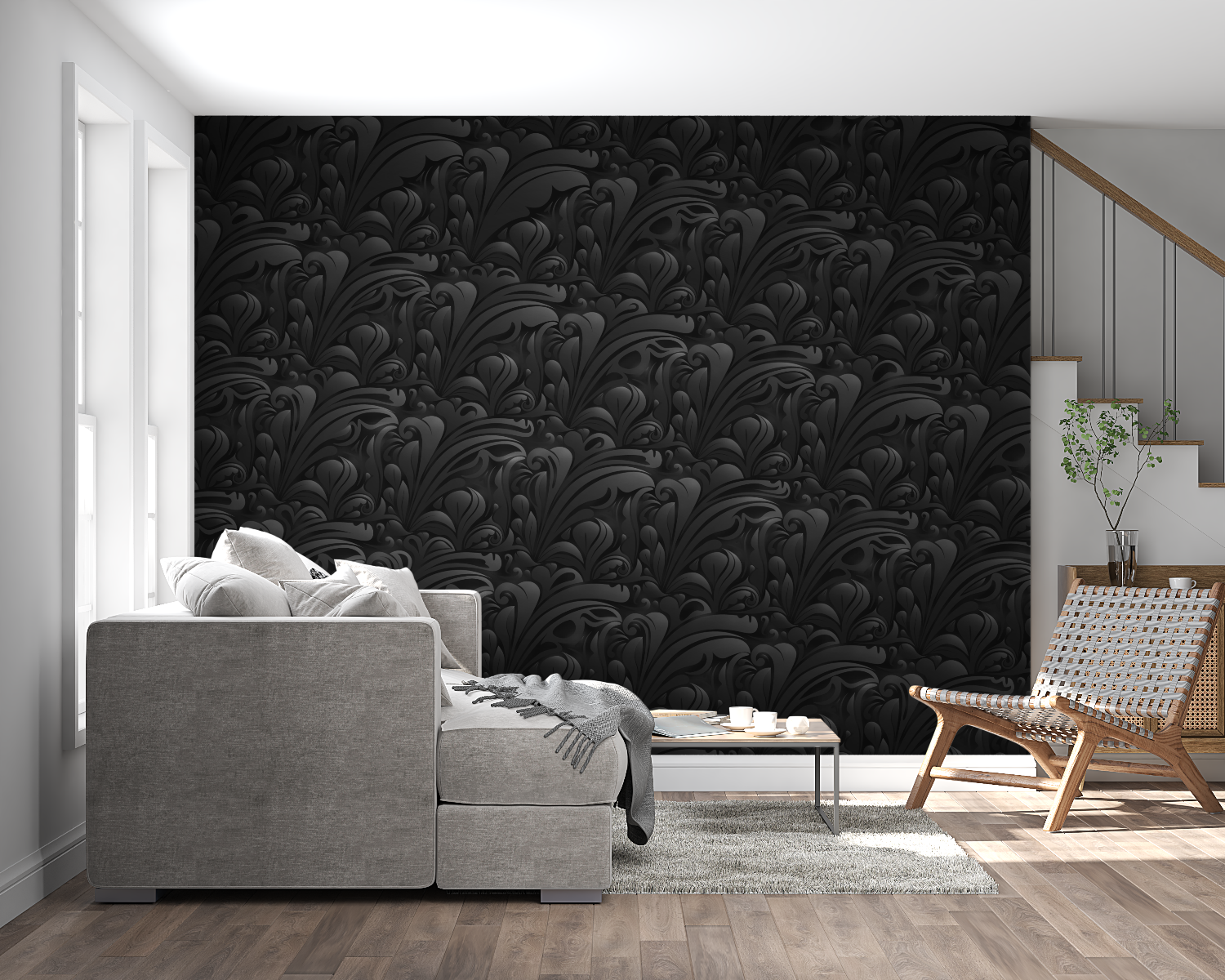 Dark baroque wallpaper making a statement in a boutique hotel bedroom