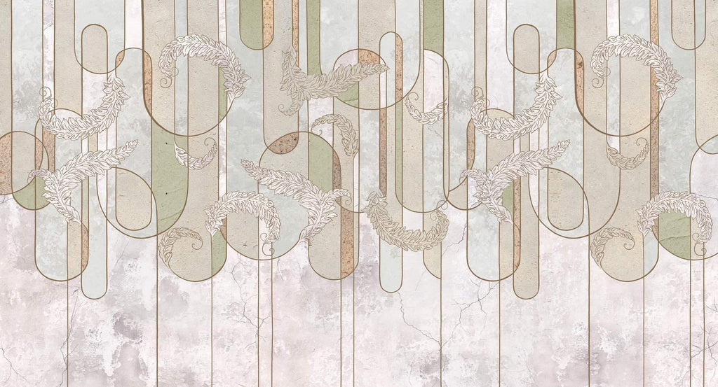 Geometric feather pattern design file showing intricate art deco details in sage green
