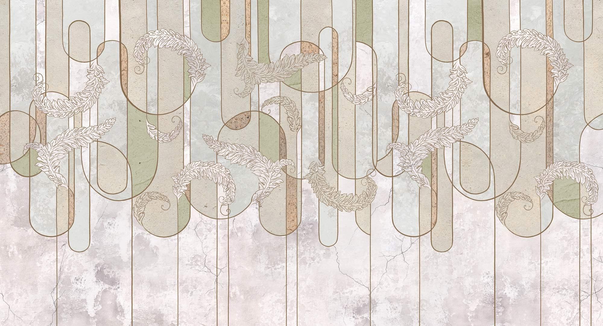 Geometric feather pattern design file showing intricate art deco details in sage green
