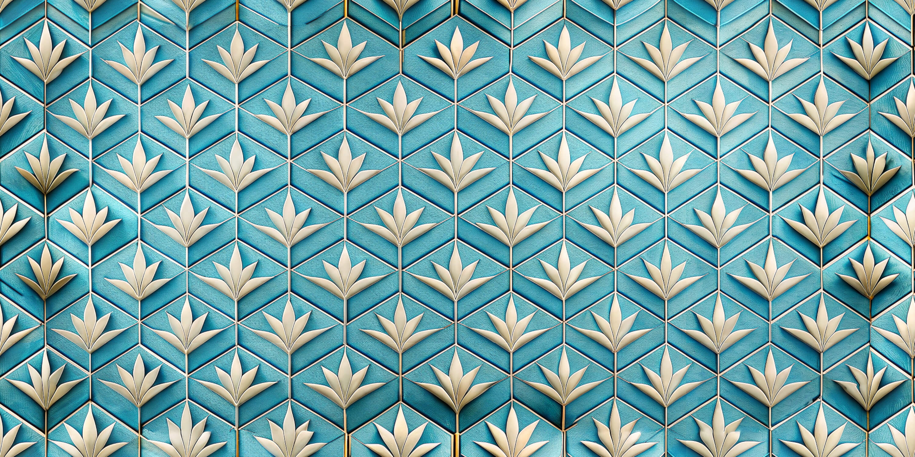 Art deco geometric pattern design file showing turquoise and beige chevron motif