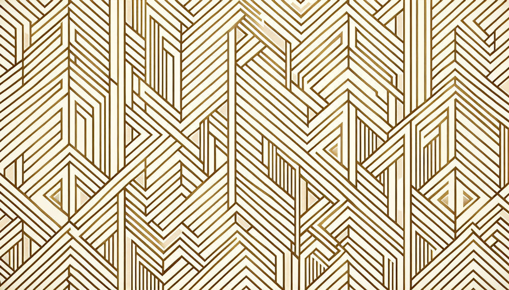 Art Deco gold geometric pattern design file showing intricate line details and cream background