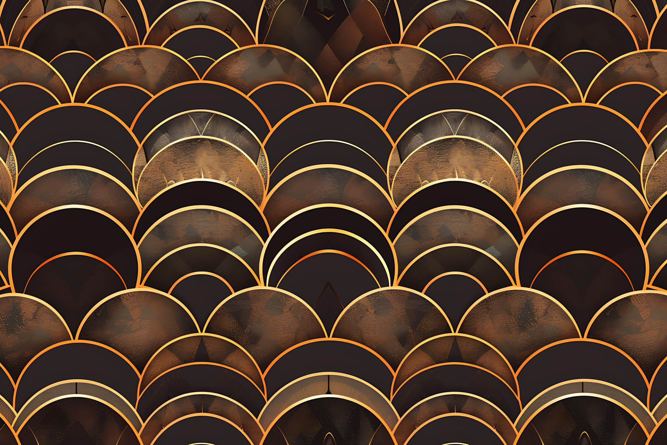 Gold geometric scallop pattern design file showing intricate details and metallic finishes