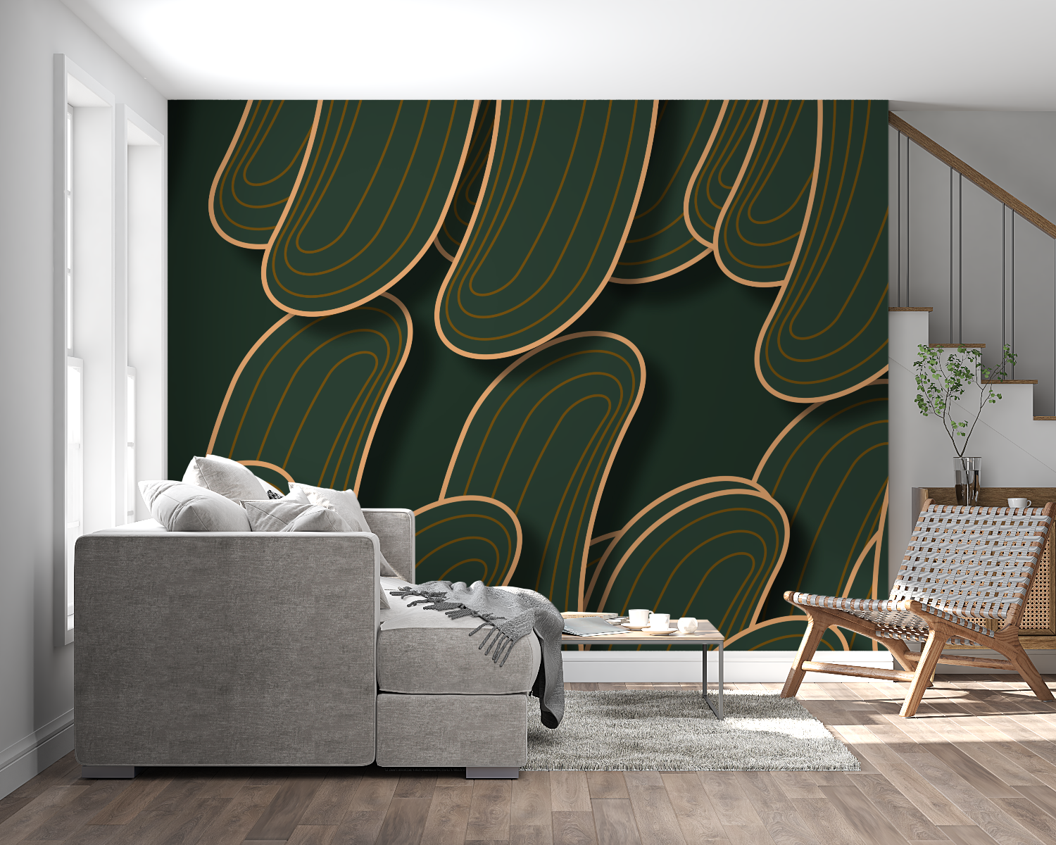 Geometric art deco pattern adding luxury feel to hotel lobby
