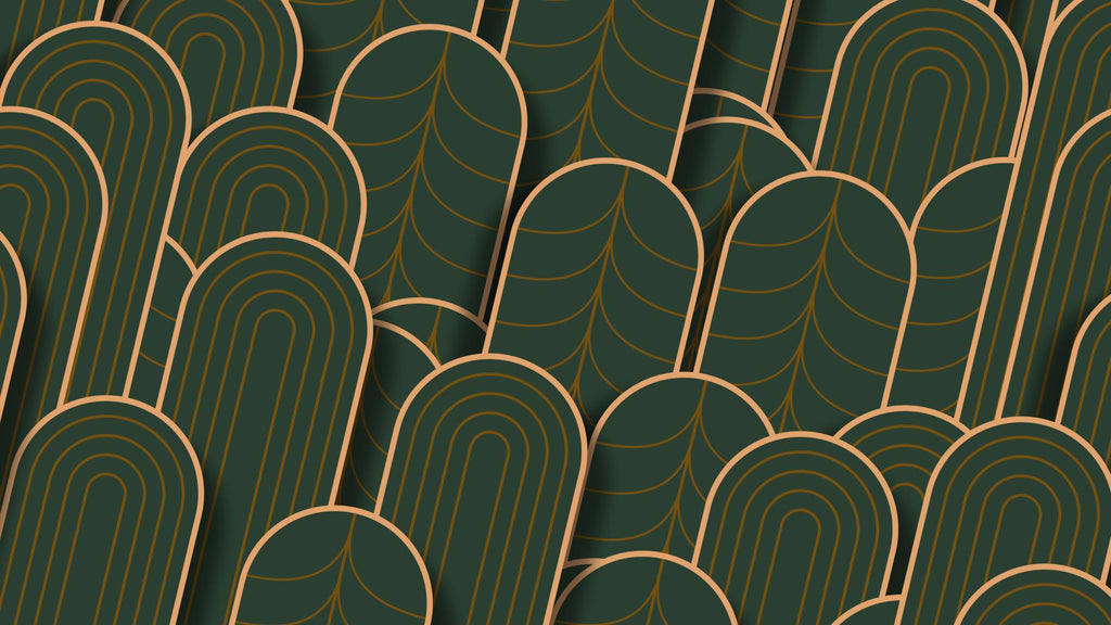 Art deco green and gold geometric pattern design file showing intricate details