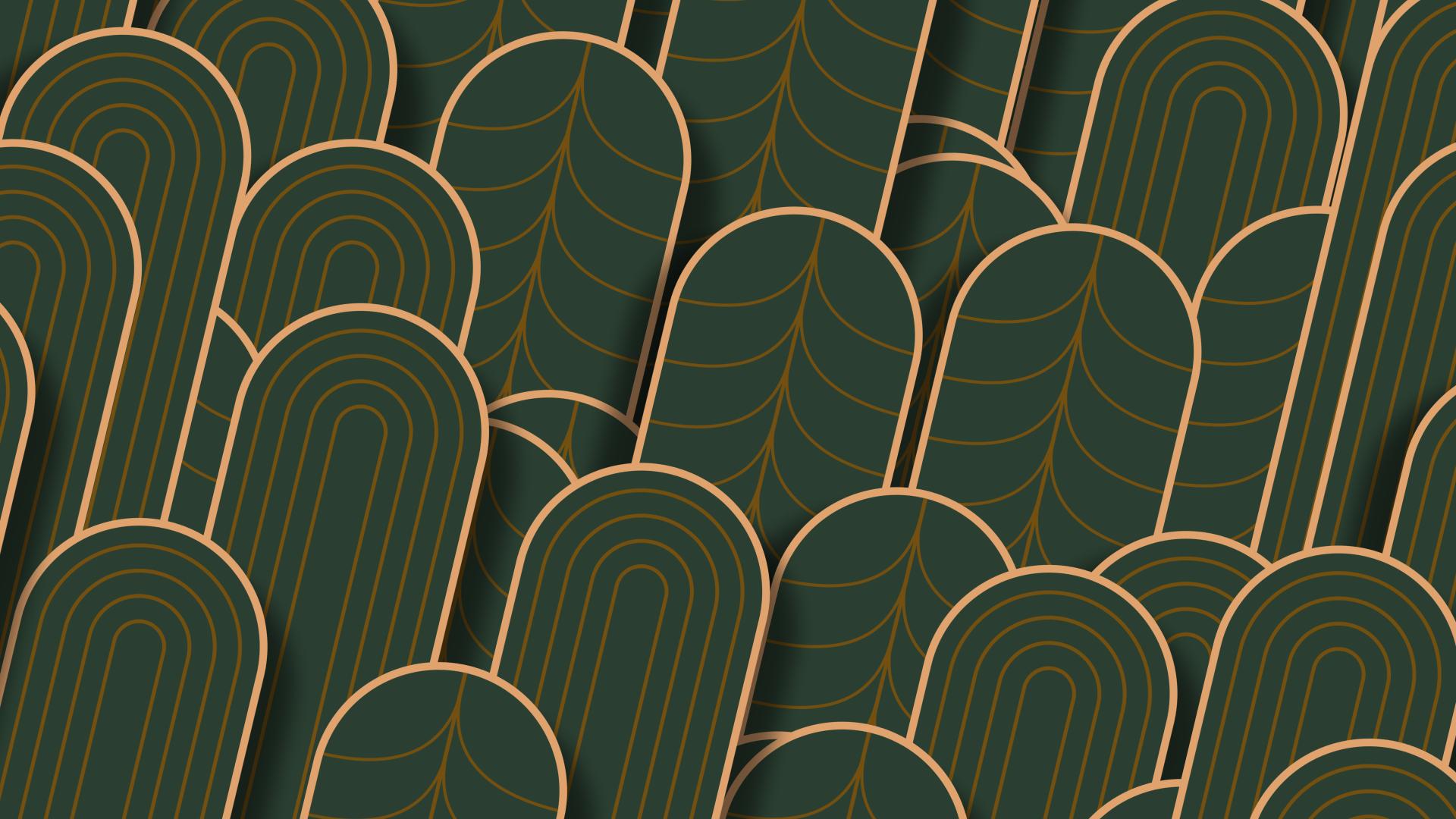 Art deco green and gold geometric pattern design file showing intricate details