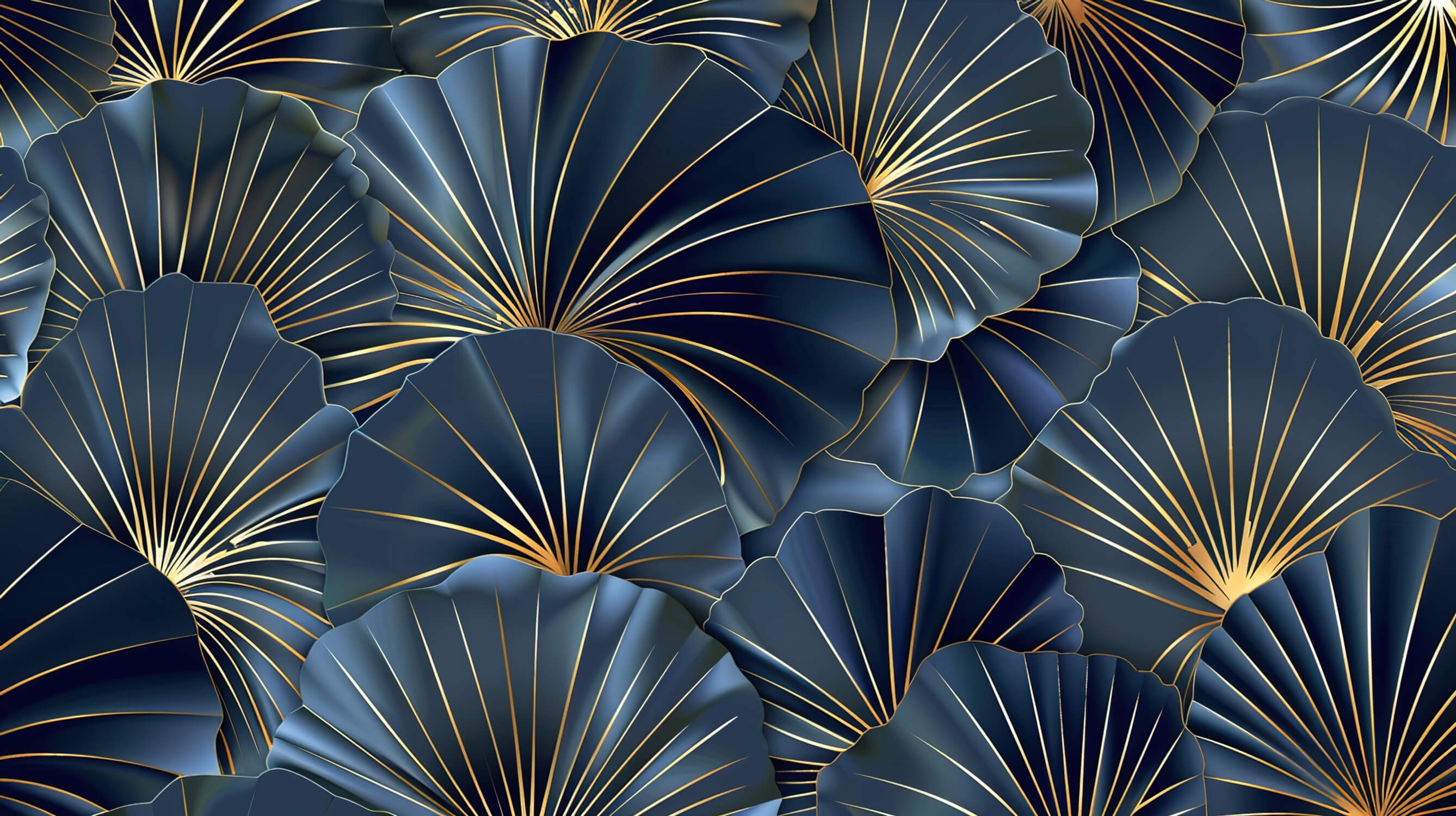 Art deco fan pattern design file showing intricate navy and gold geometric details