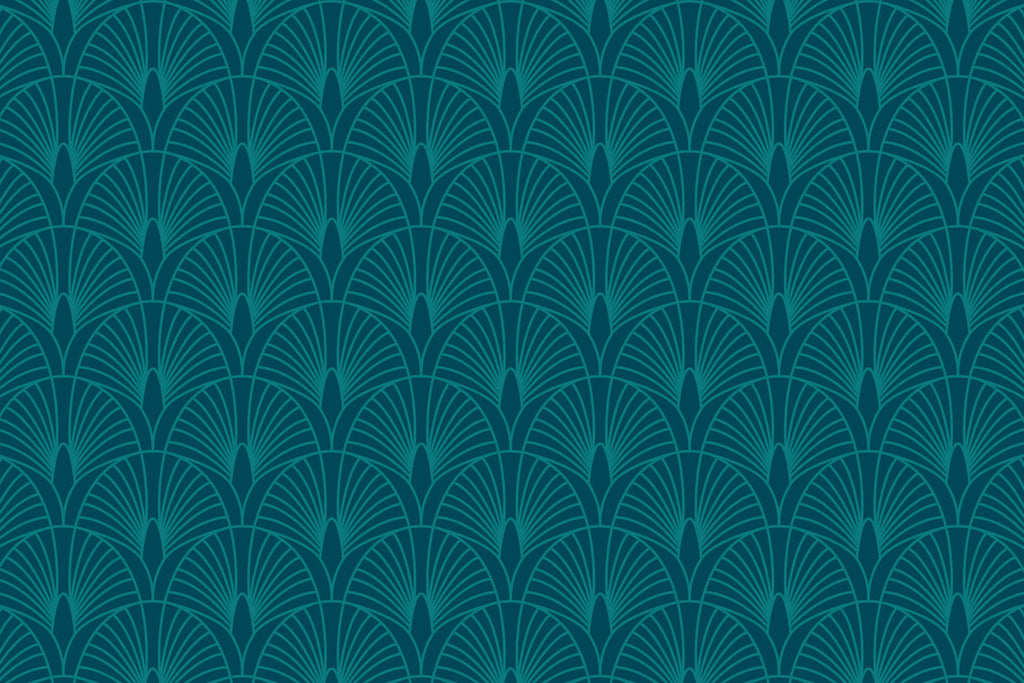 Art deco fan pattern wallpaper design file showing intricate teal geometric details