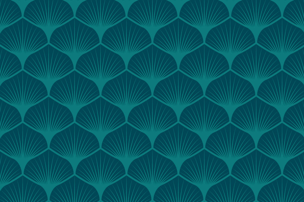 Art deco ginkgo pattern design file showing detailed teal fan motif