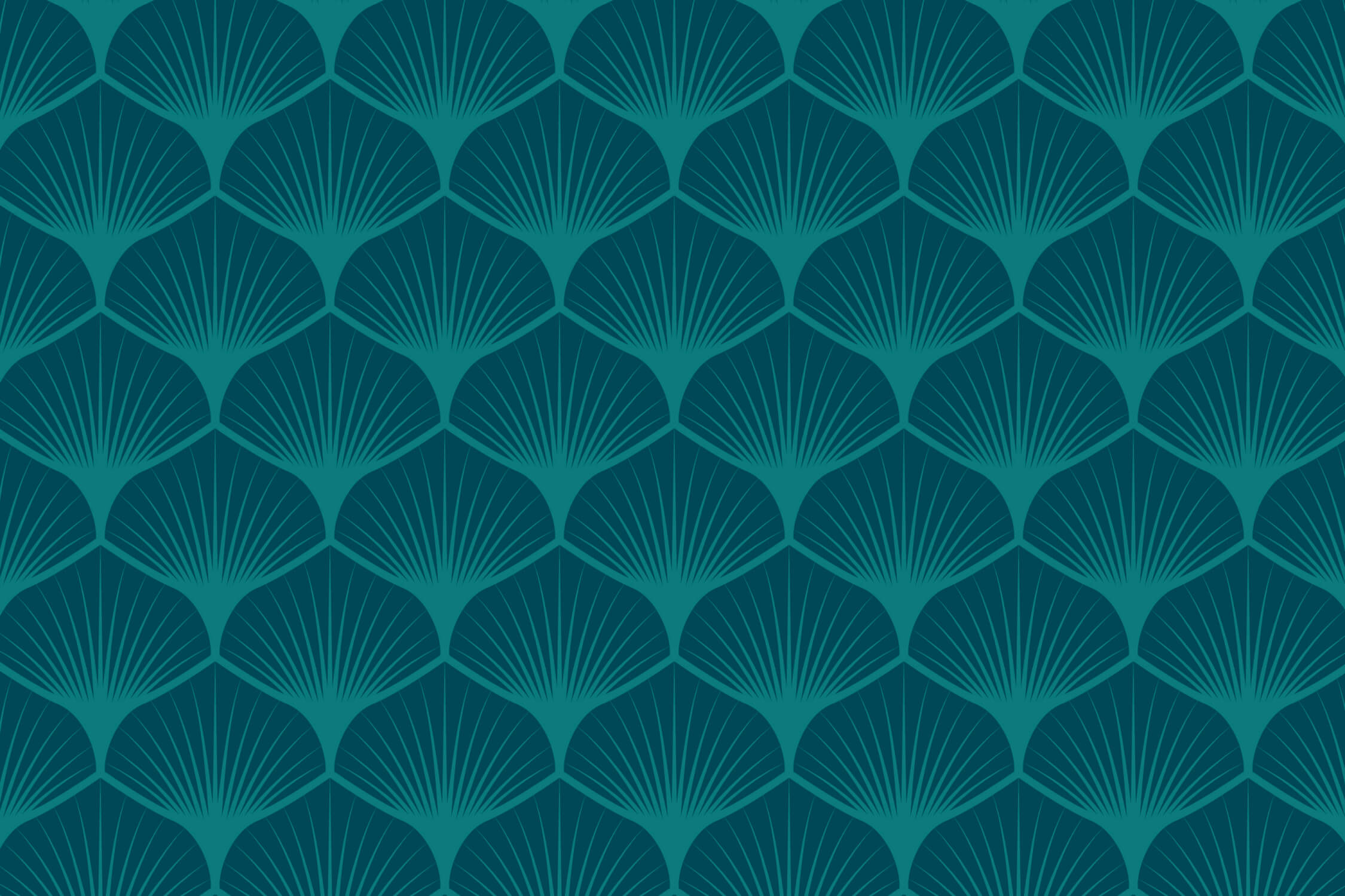 Art deco ginkgo pattern design file showing detailed teal fan motif