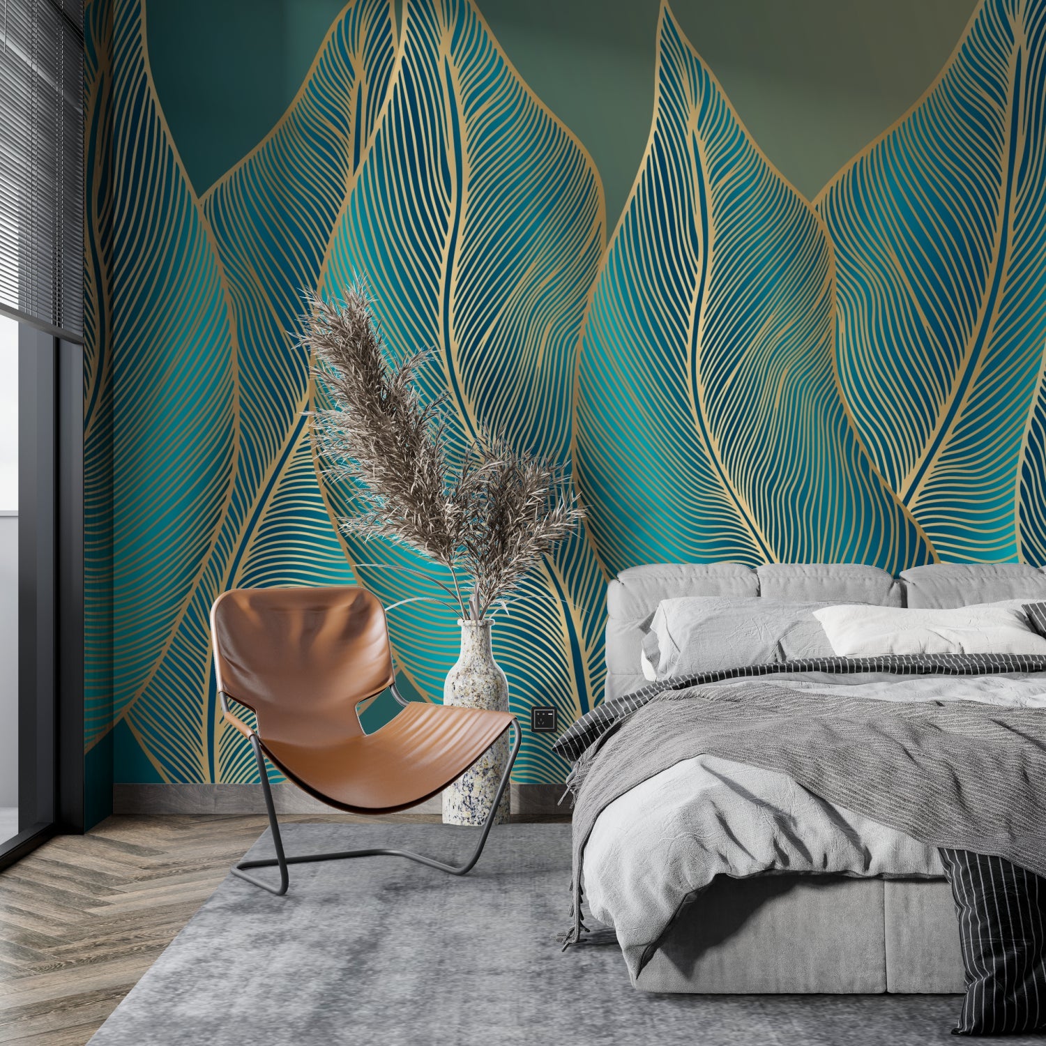 Art deco inspired wallpaper making statement in entrance hall