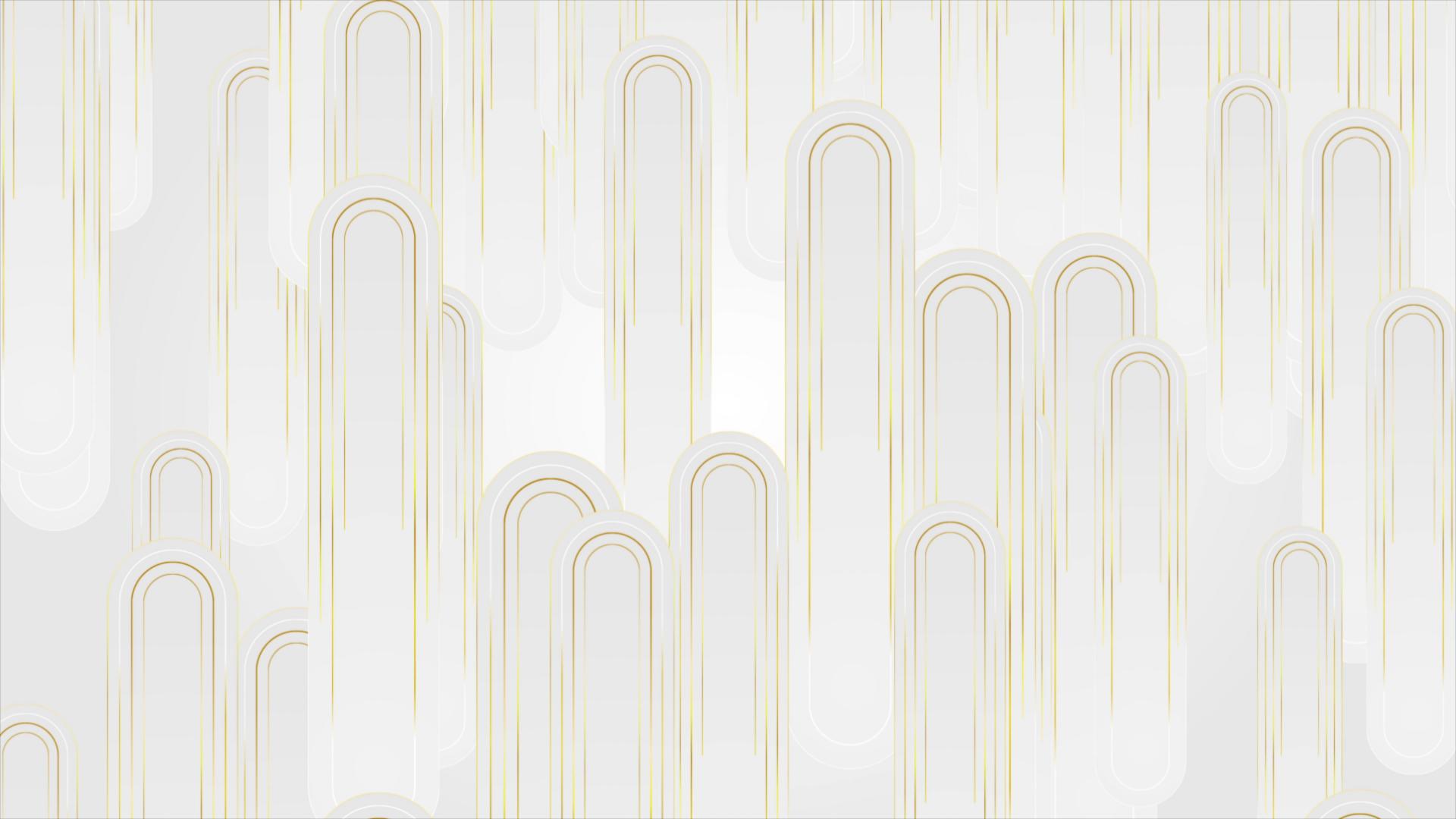Art deco geometric arches design file showing white background with gold pattern details