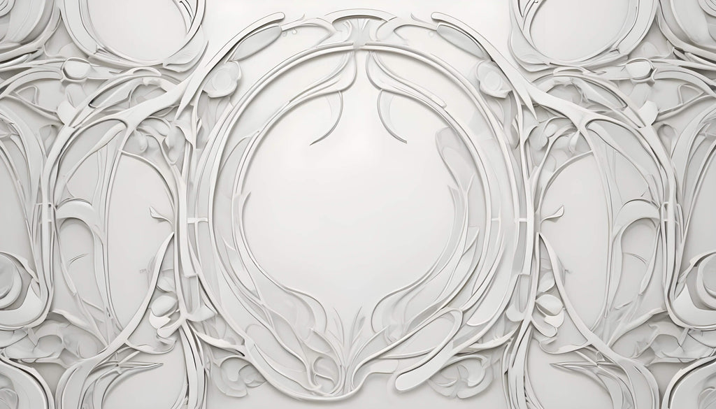 Art Nouveau white relief pattern design file showing detailed medallion and organic motifs