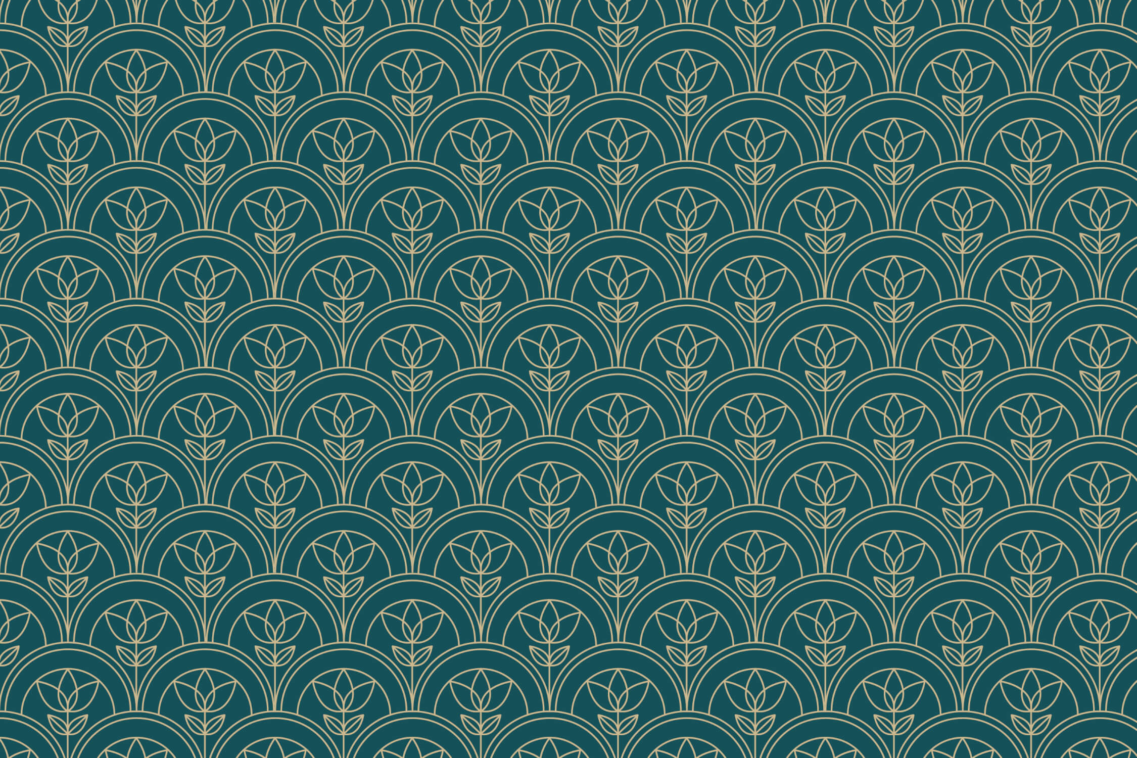 Art Nouveau floral pattern design file showing intricate emerald green and gold details
