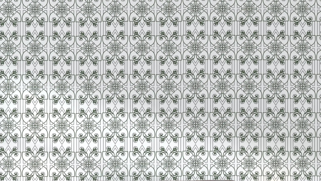 Art Nouveau geometric floral pattern design file showing intricate green details on white background
