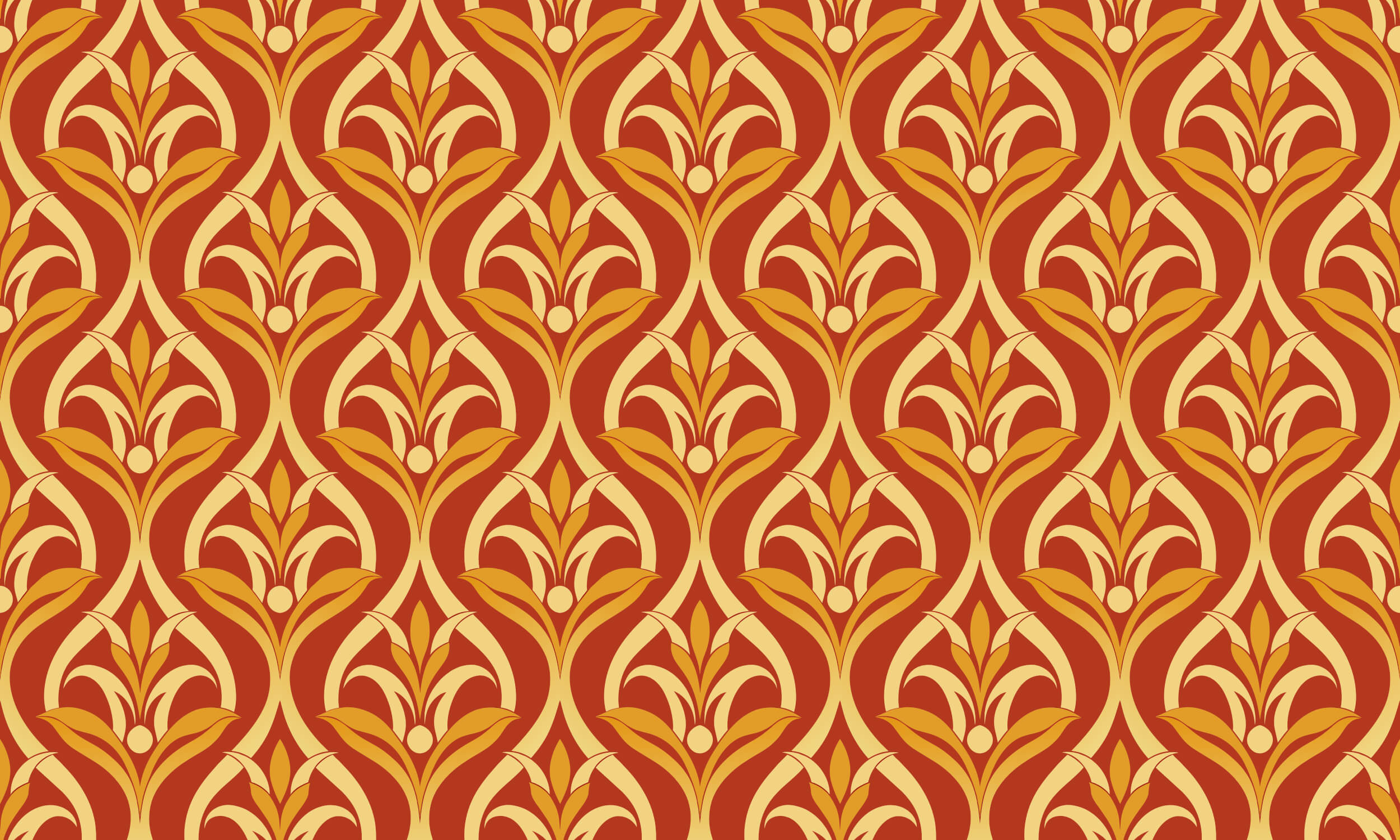 Art nouveau floral pattern design file showing intricate terracotta and gold details