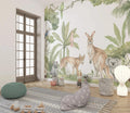 Australian wildlife wallpaper creating a cozy atmosphere in a modern nursery with natural light