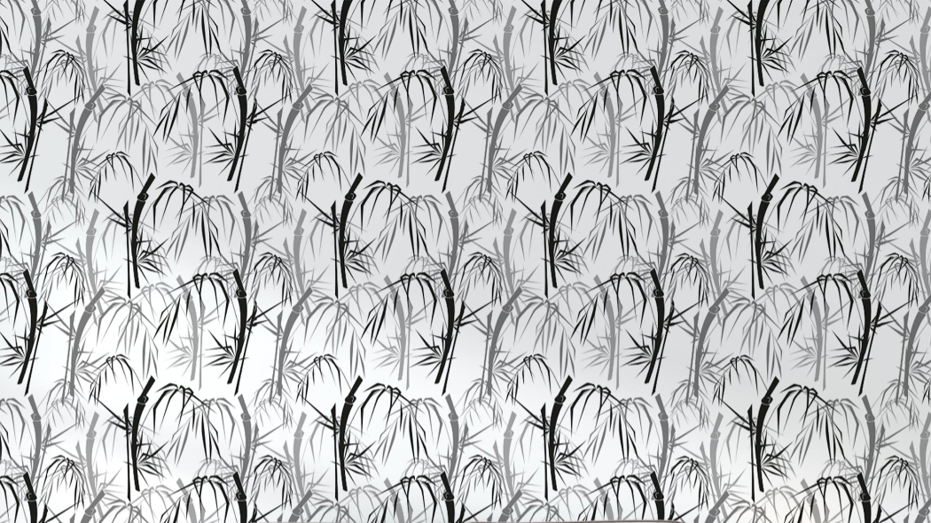 Design file of black and white bamboo pattern showing intricate botanical details