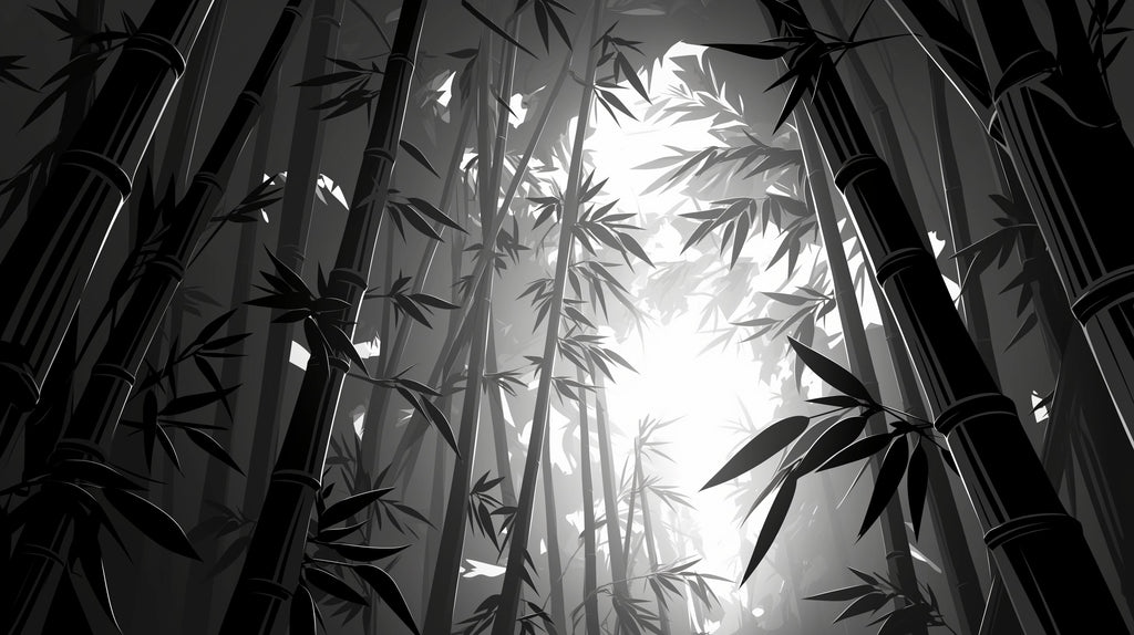 Bamboo forest wallpaper design file showing detailed black and white bamboo stalks pattern
