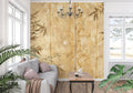Bamboo wallpaper mural creating a serene atmosphere in a modern living room with natural light