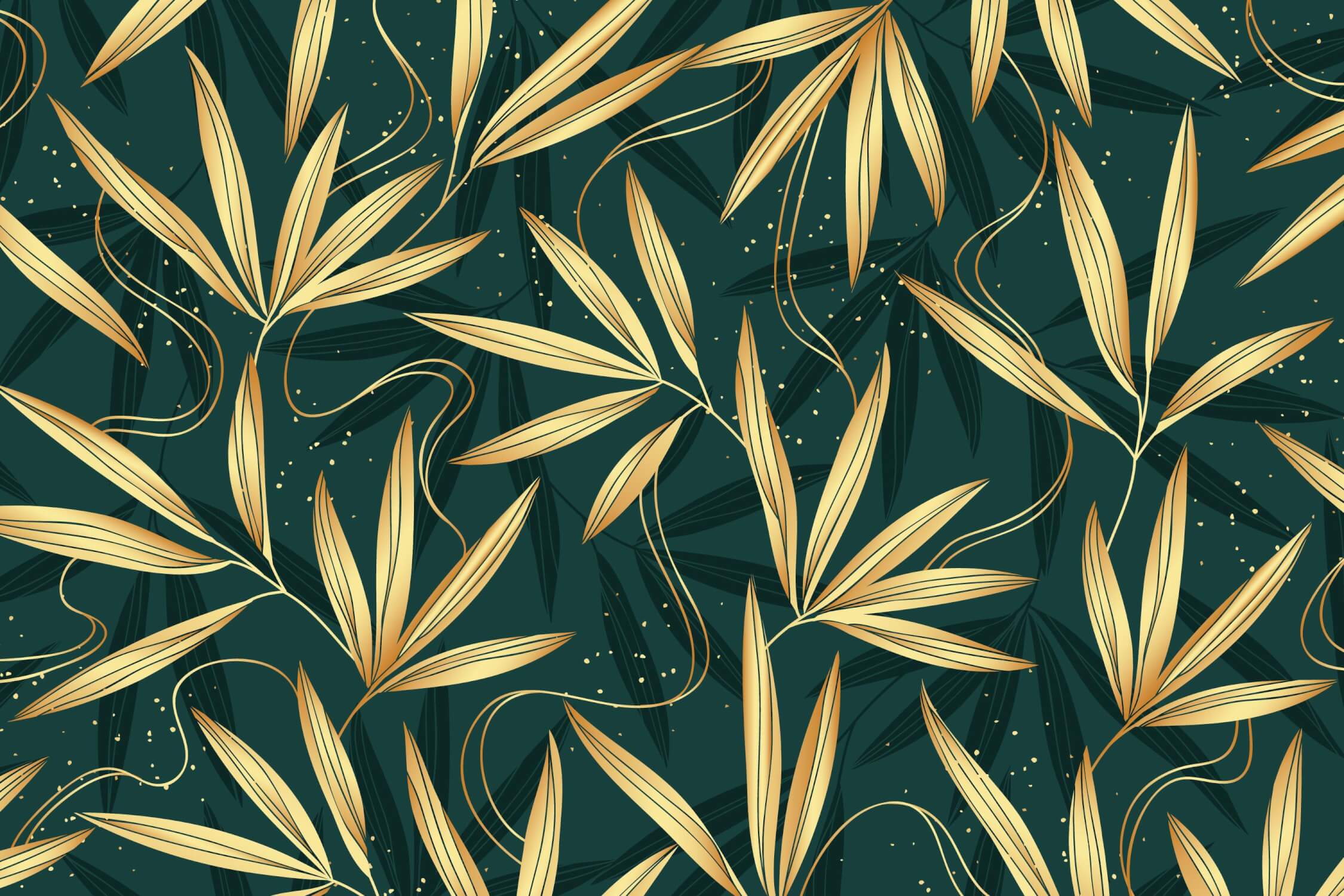 Bamboo wallpaper design file showing detailed gold leaves pattern on emerald background