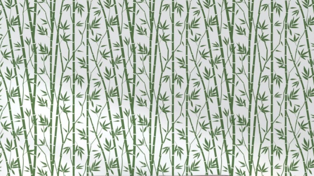 Green bamboo pattern wallpaper design file showing detailed oriental motif