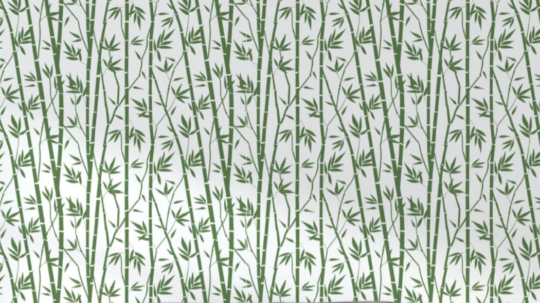 Green bamboo pattern wallpaper design file showing detailed oriental motif