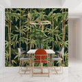 Bamboo forest wallpaper creating a zen atmosphere in a modern living room