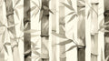 Bamboo forest wallpaper creating a zen atmosphere in a modern living room with grey furniture