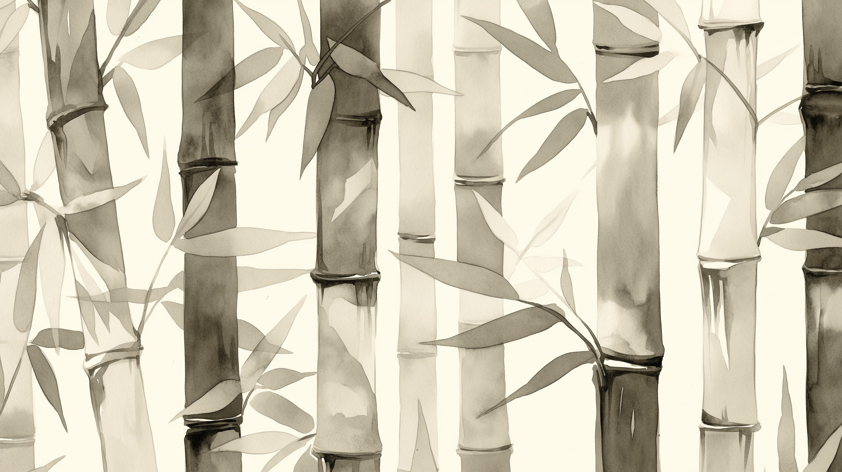 Bamboo forest wallpaper creating a zen atmosphere in a modern living room with grey furniture