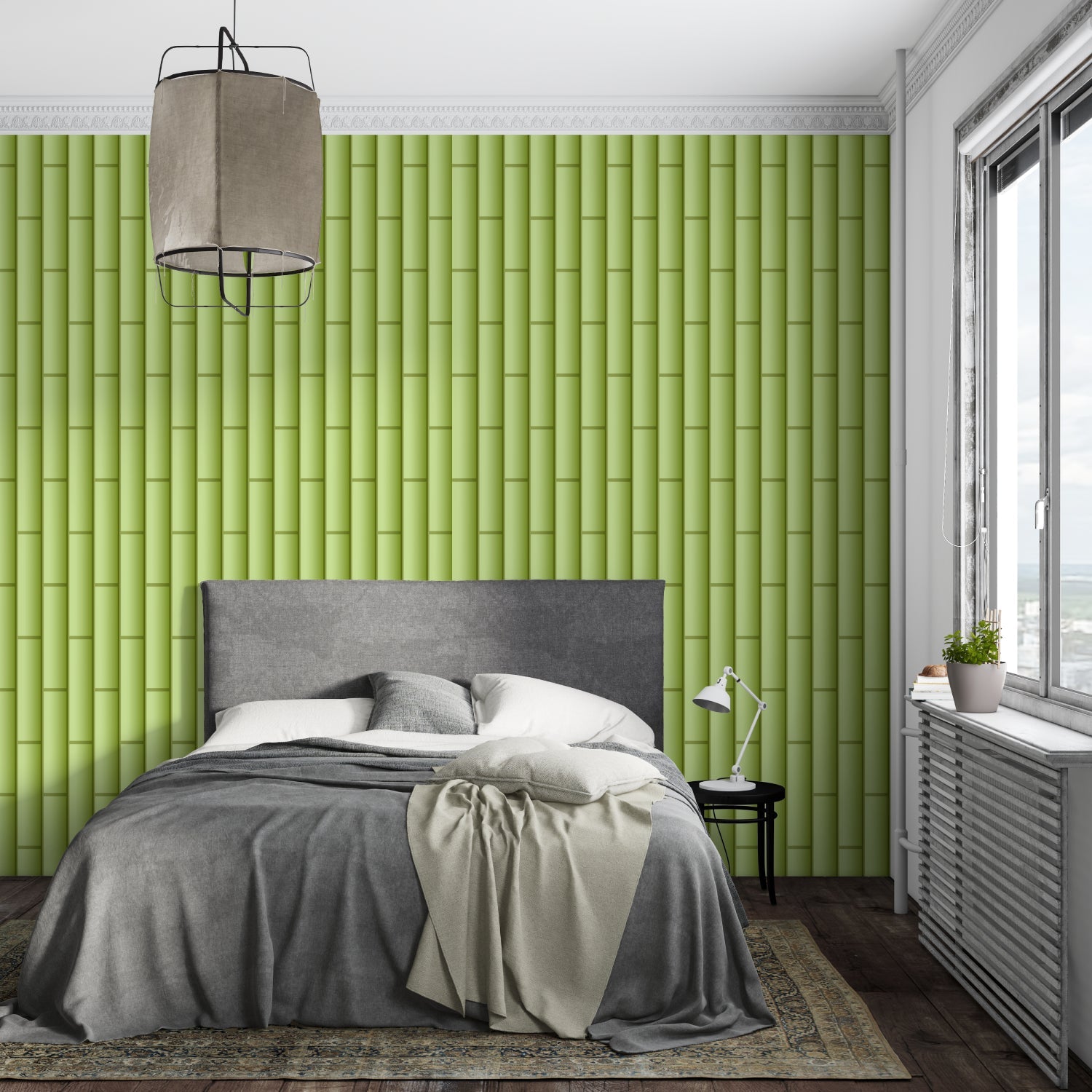 Bamboo Wall Mural bringing natural elements to a peaceful bedroom space