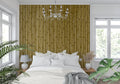 Bamboo wall mural creating zen atmosphere in modern living room with natural light