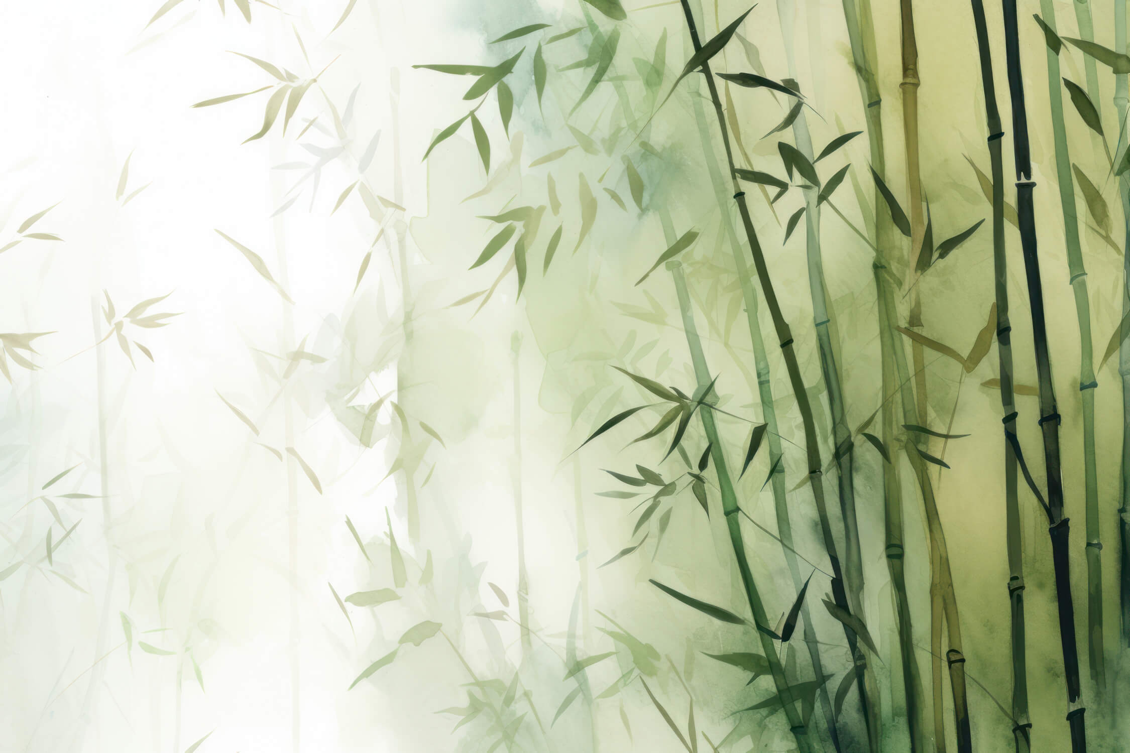 Bamboo wallpaper design file showing detailed watercolor pattern and green gradient