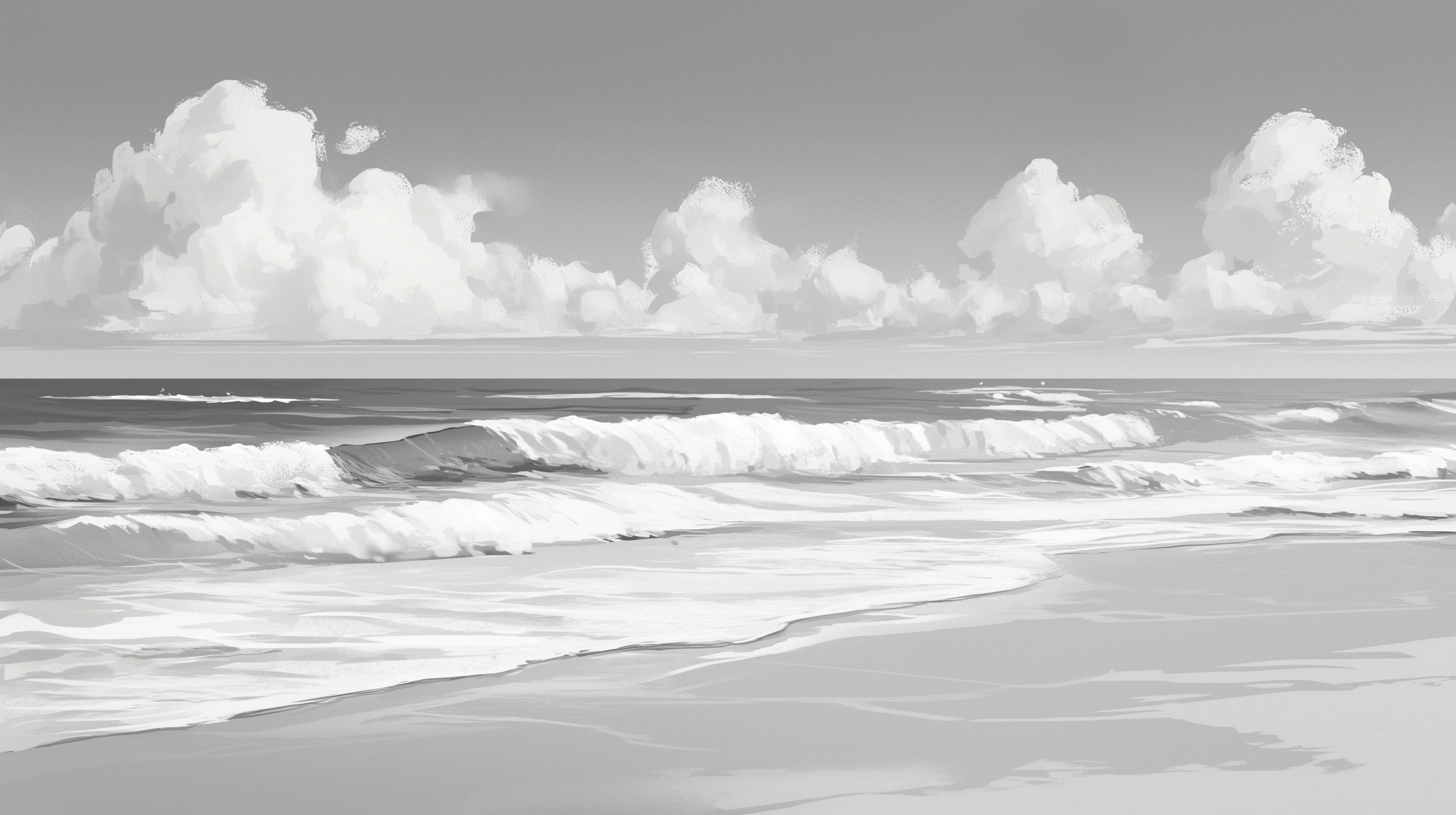 Monochrome ocean waves design file showing detailed wave patterns in grayscale