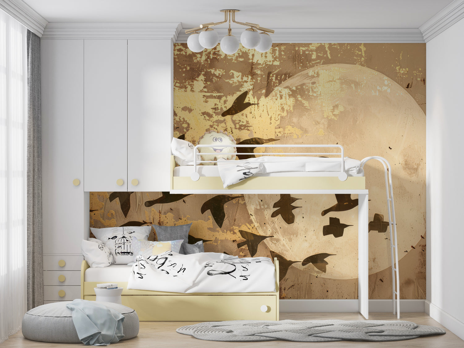 Bird silhouette design enhancing entryway with dramatic effect