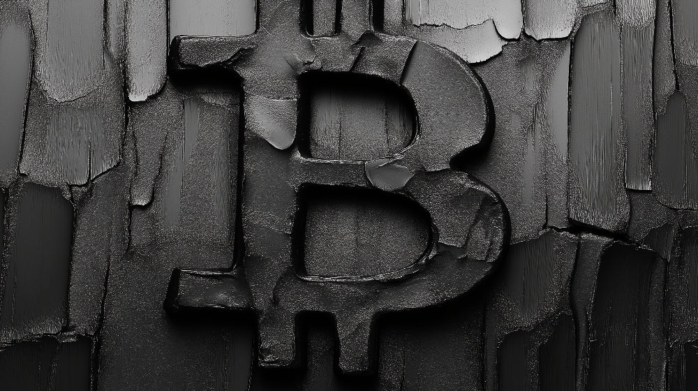 Bitcoin logo design file showing detailed 3D embossed pattern and textural elements