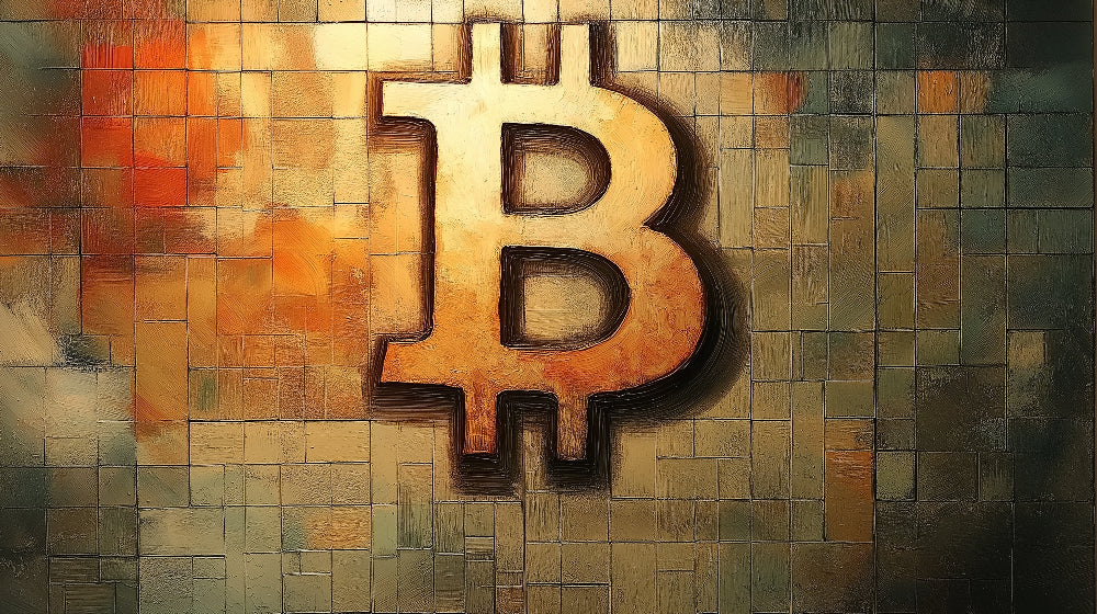 Bitcoin wallpaper design file showing detailed 3D golden logo pattern on geometric background