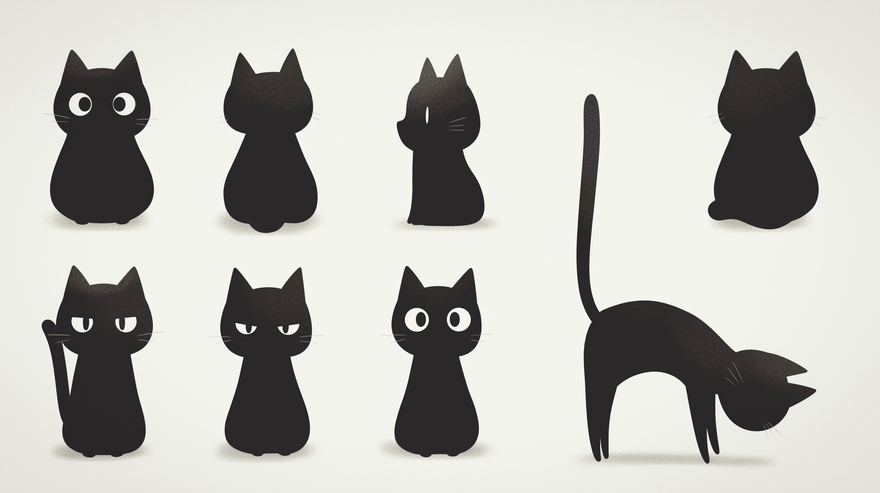 Black cat minimalist wallpaper design file showing elegant feline silhouettes pattern