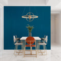 Modern blue wall mural in bright living room with contemporary furniture
