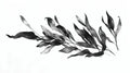 Black and white botanical wall mural creating depth in a modern living room with gray sofa and natural light